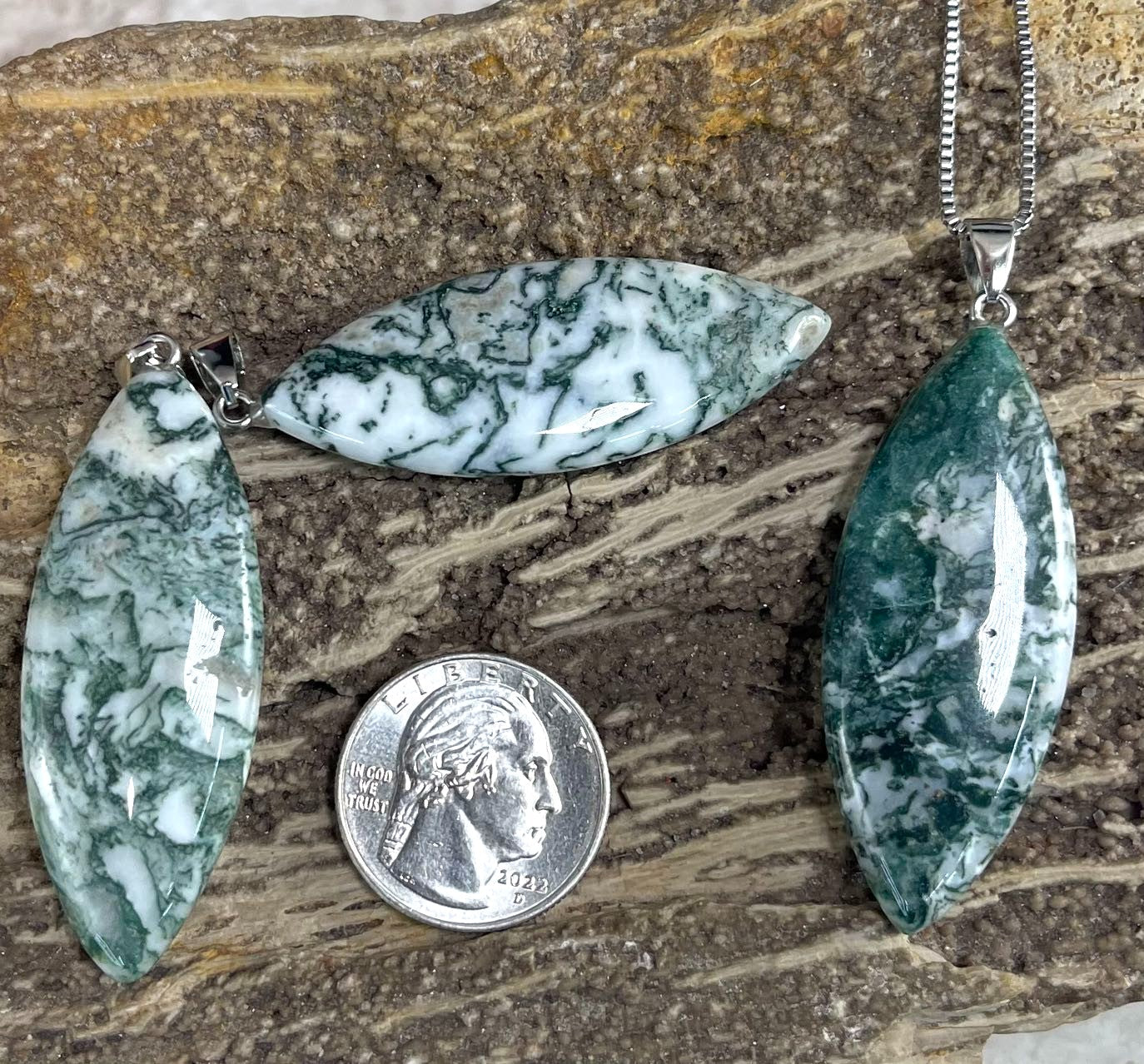 Gemstone Marquise Shape, Pendant, 20x50mm (1pc)-3