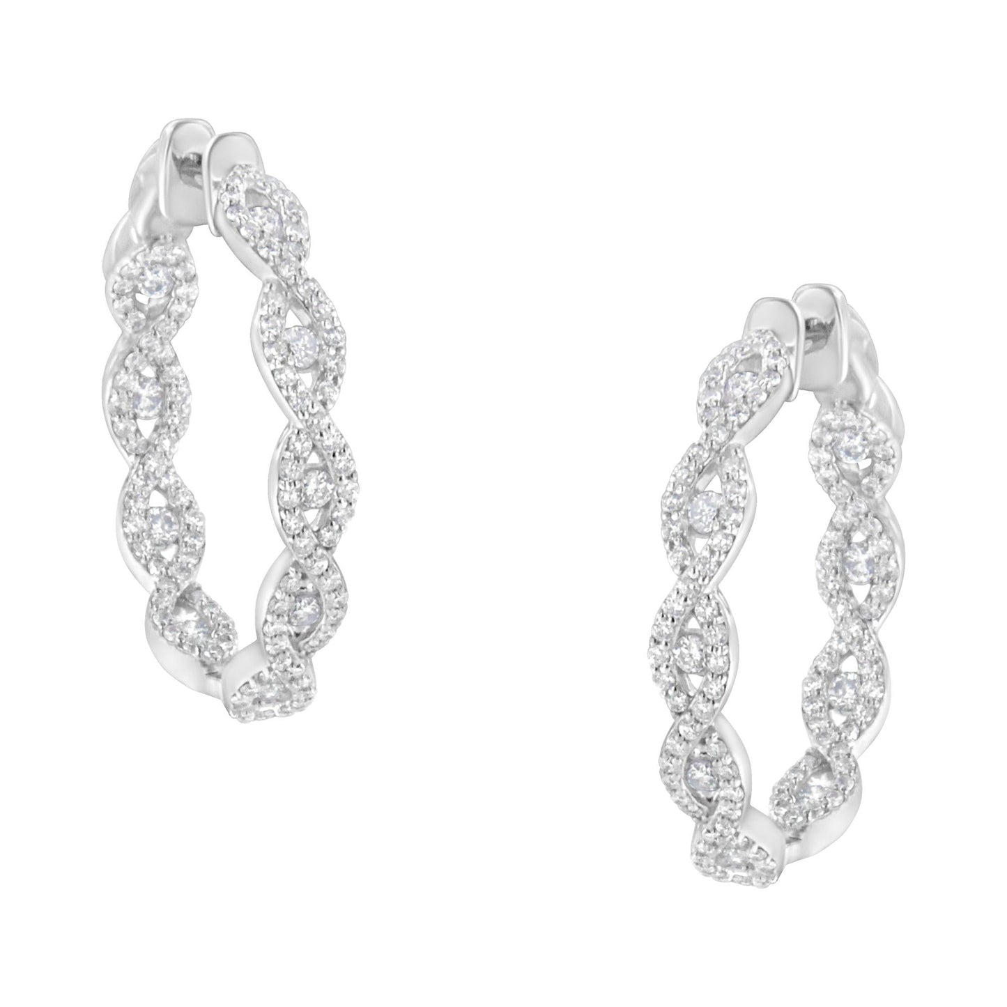 10K White Gold Diamond Hoop Earrings (1 1/2 cttw, H-I Color, I1-I2 Clarity)-0