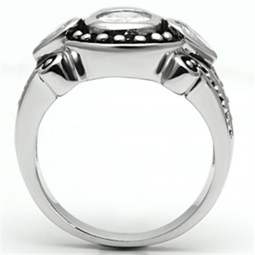 3W056 - Rhodium Brass Ring with AAA Grade CZ in Clear-2