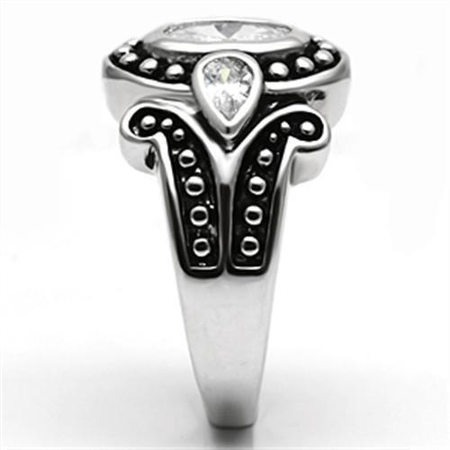 3W056 - Rhodium Brass Ring with AAA Grade CZ in Clear-3