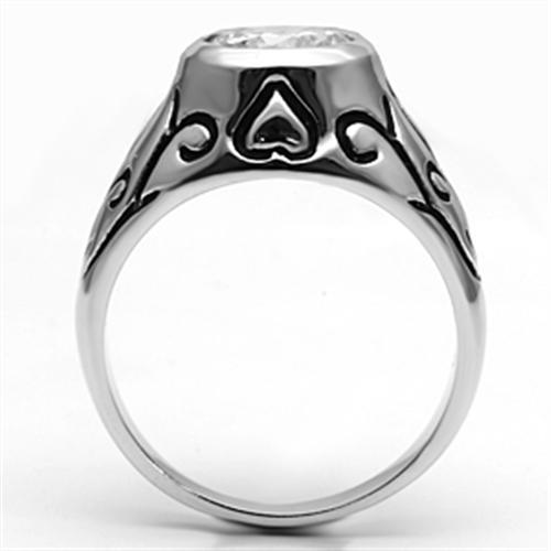 3W057 - Rhodium Brass Ring with AAA Grade CZ in Clear-2