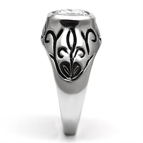 3W057 - Rhodium Brass Ring with AAA Grade CZ in Clear-3