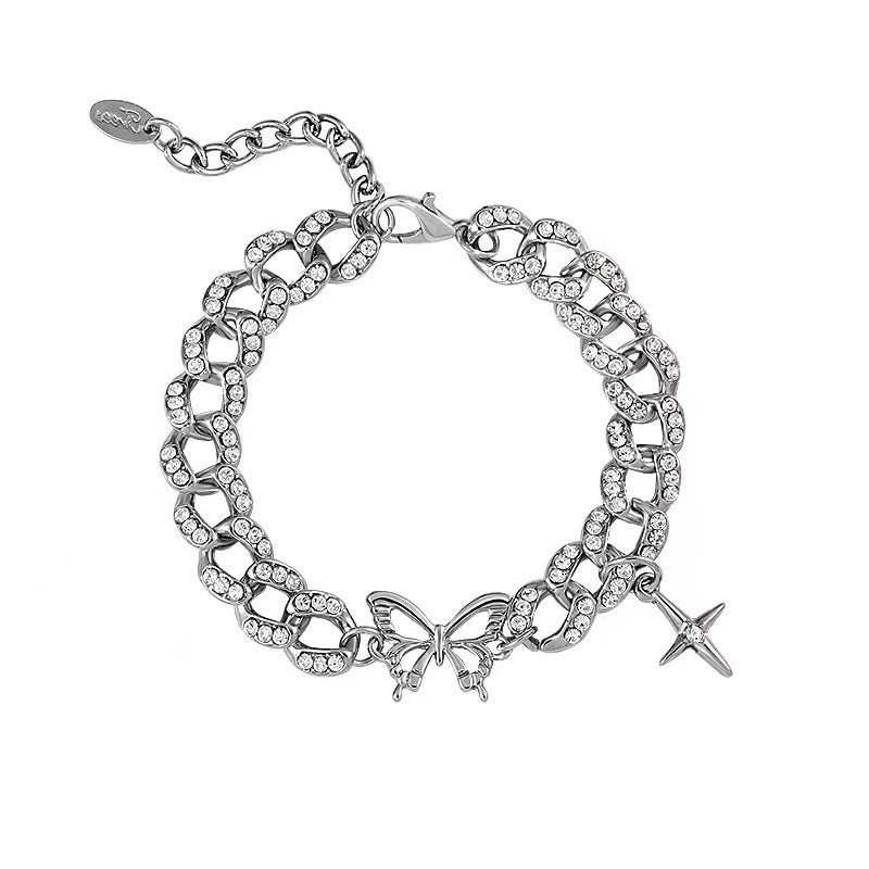 Black Zircon Double Layered Titanium Steel Bracelet