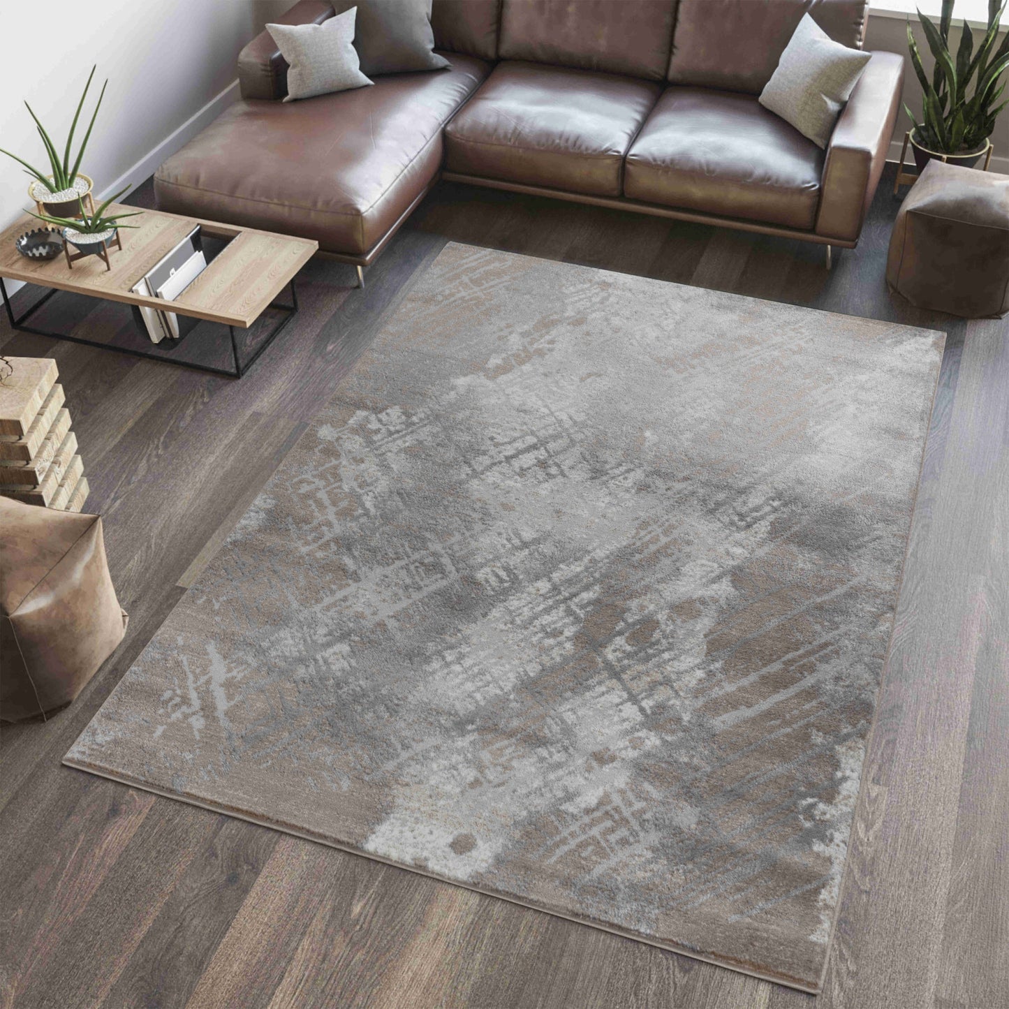 7' X 10' Brown Abstract Area Rug-8