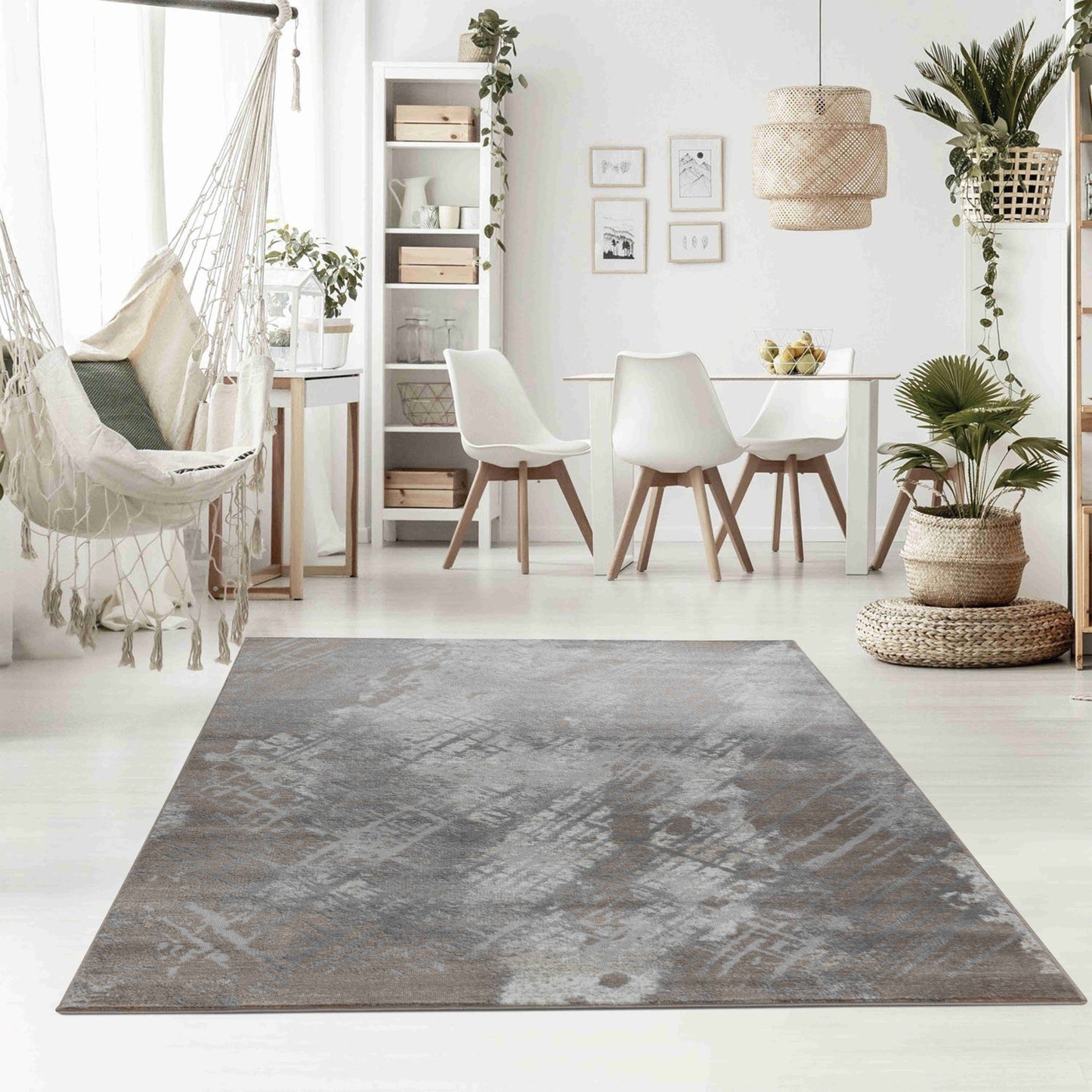 7' X 10' Brown Abstract Area Rug-7