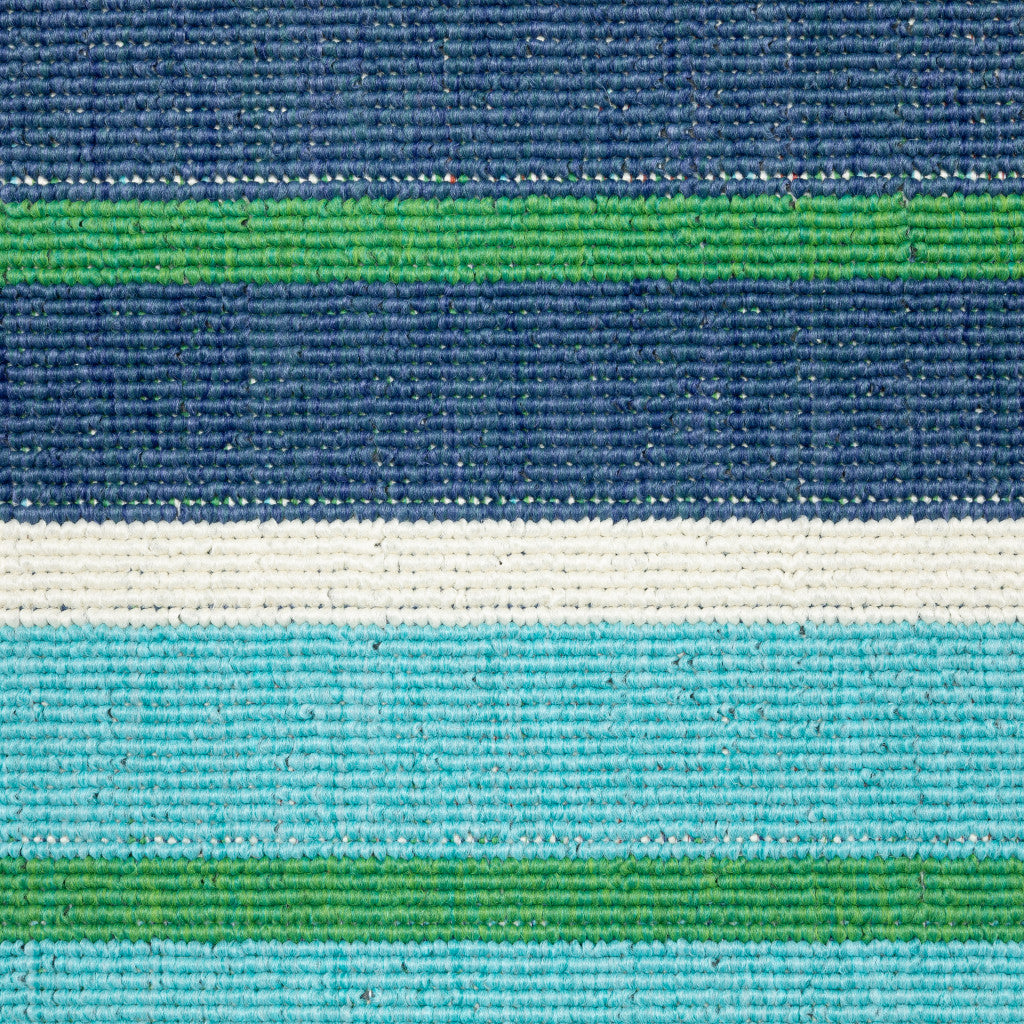 5' X 8' Blue and Green Geometric Stain Resistant Indoor Outdoor Area Rug-3