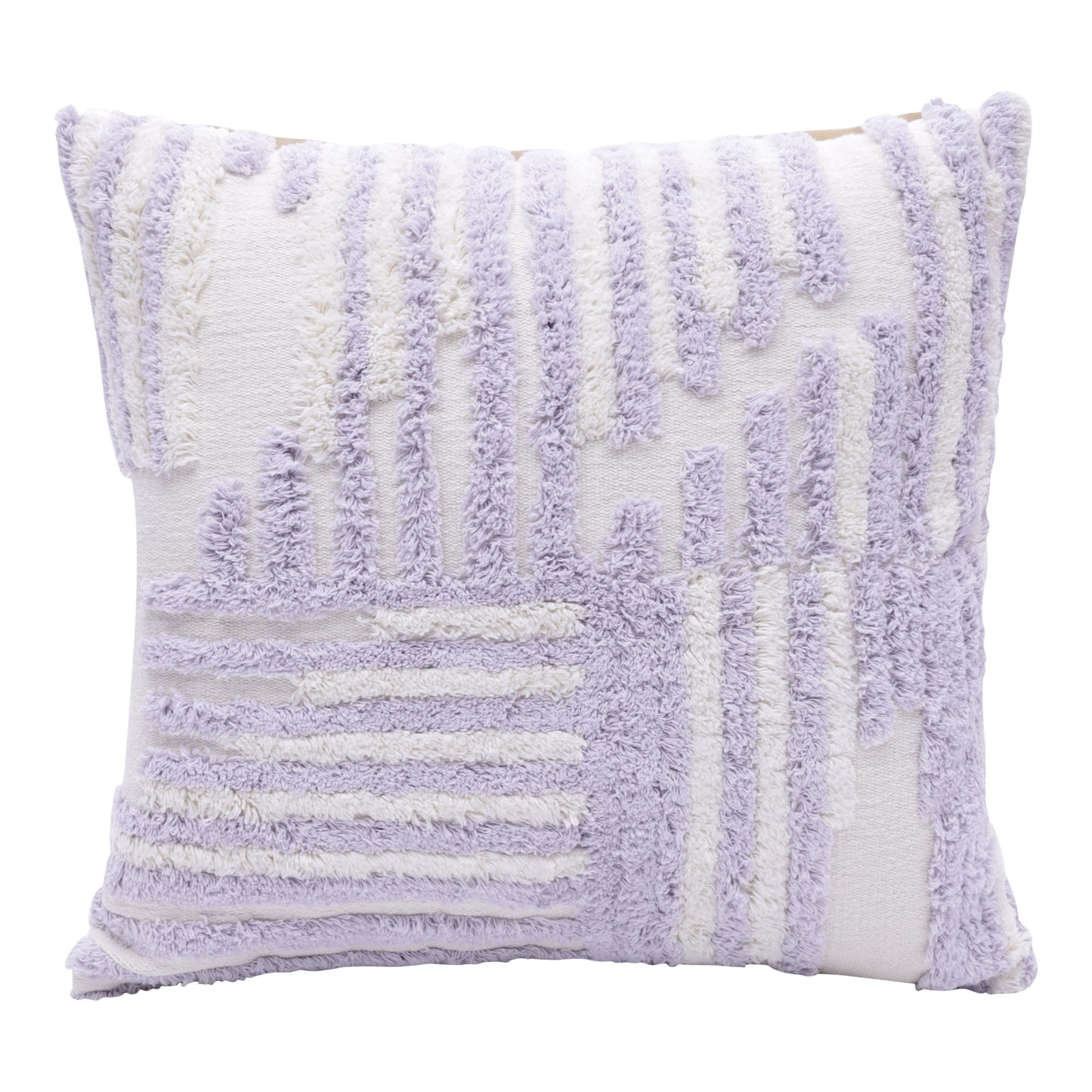 22" Purple and White Geometric Cotton Throw Pillow With Texture-1
