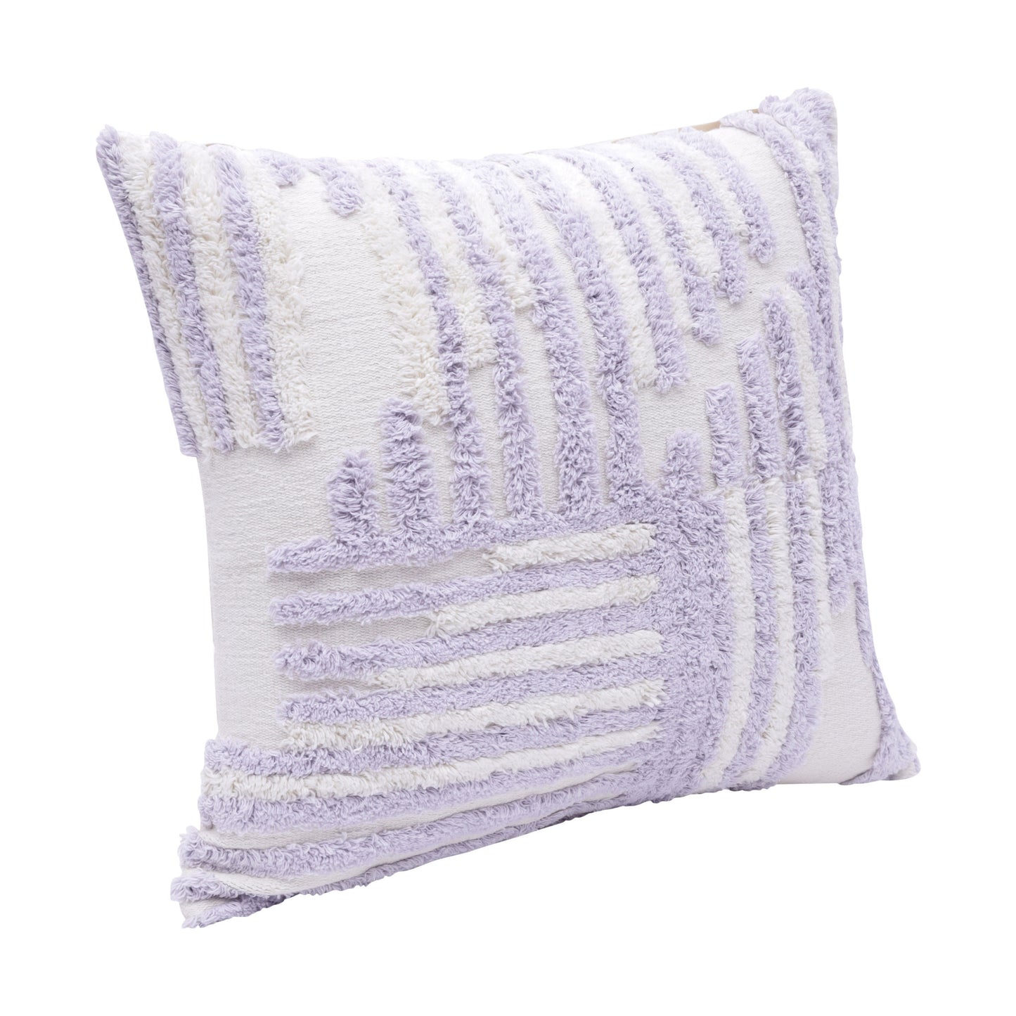 22" Purple and White Geometric Cotton Throw Pillow With Texture-2