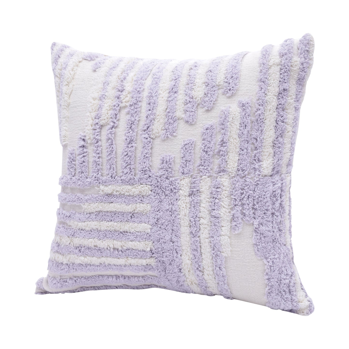 22" Purple and White Geometric Cotton Throw Pillow With Texture-6