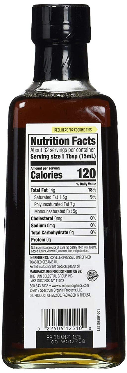 Spectrum Naturals Toasted Unrefined Sesame Oil (12x16 Oz)-1