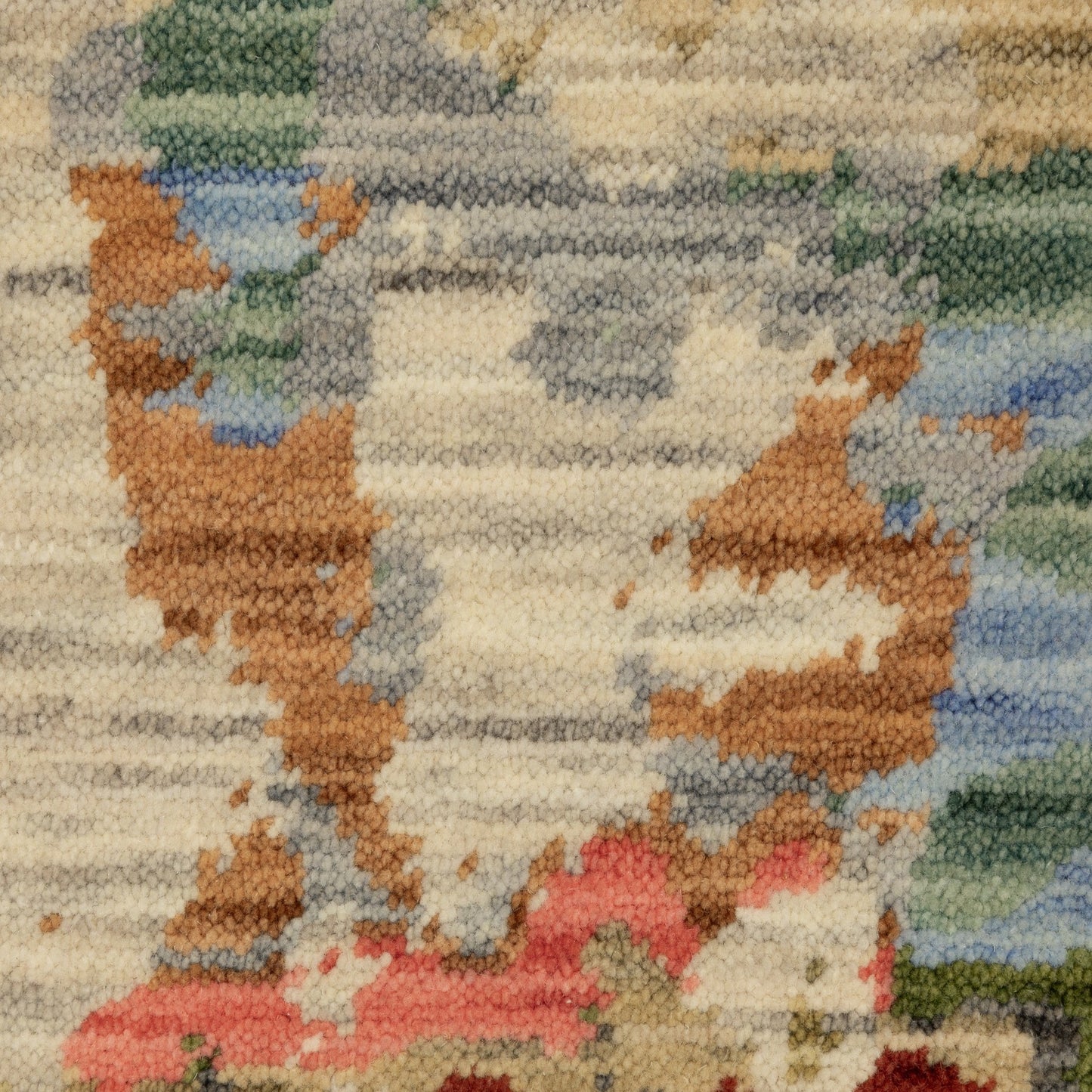 12' Beige Pink And Yellow Abstract Runner Rug With Fringe-6