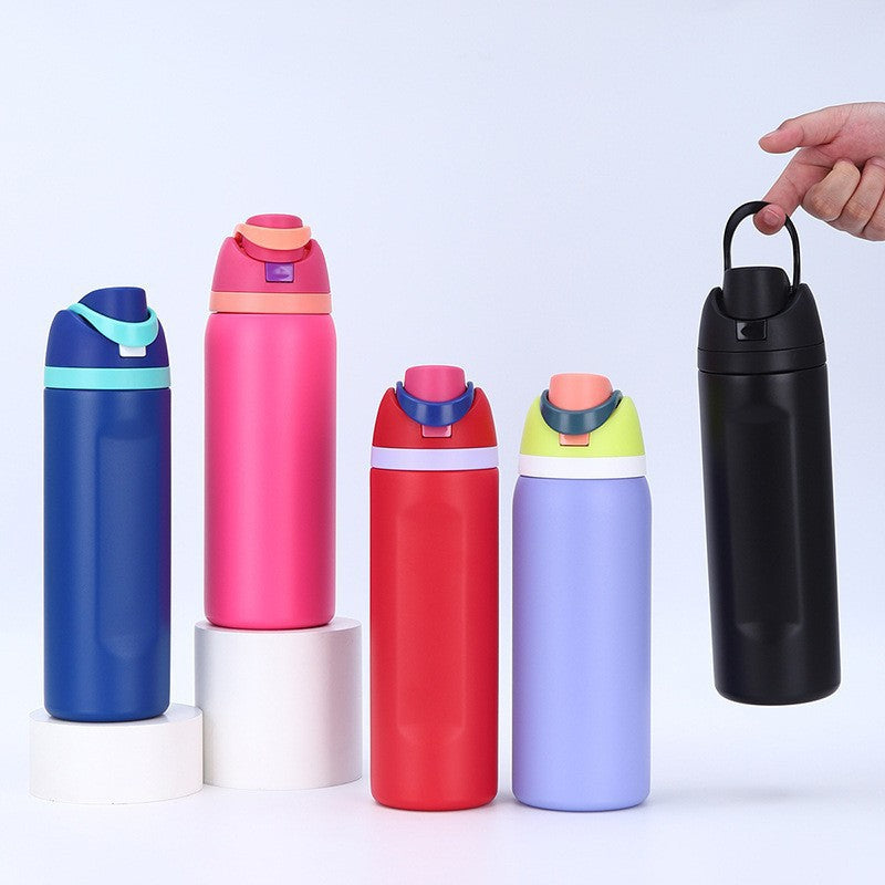 Amazon Double Drink Sports Kettle Large Capacity 304 Stainless Steel Thermos Cup Portable Portable Bounce Suction Cup