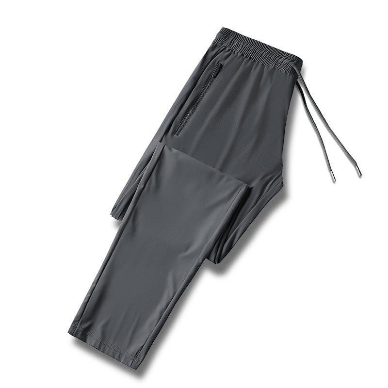 Ice Silk Pants Men's Summer Thin Men's Casual Pants Breathable Leg Loose High Elastic Quick-drying Air-conditioning Sports Pants