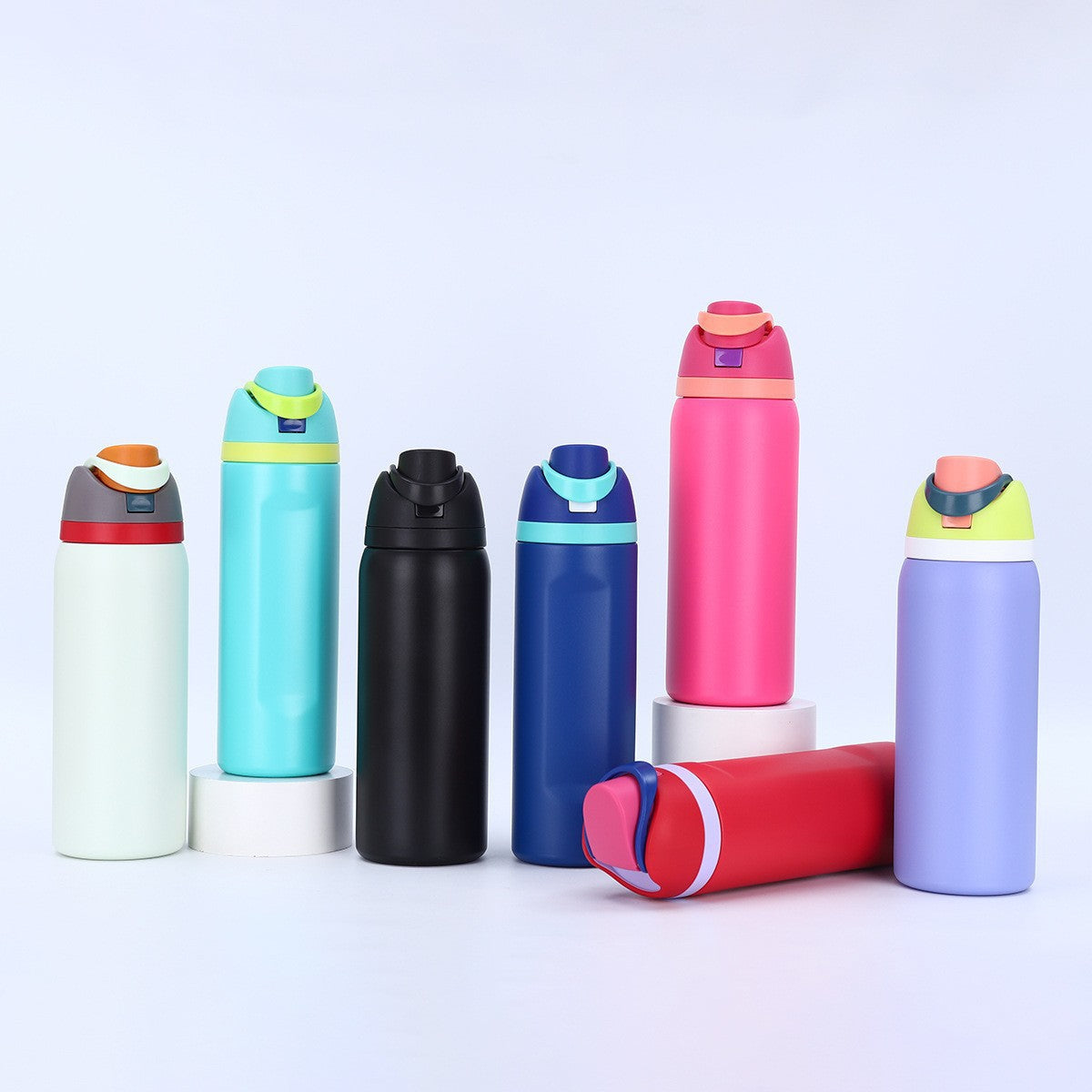 Amazon Double Drink Sports Kettle Large Capacity 304 Stainless Steel Thermos Cup Portable Portable Bounce Suction Cup