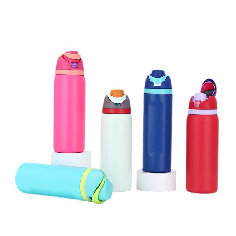 Amazon Double Drink Sports Kettle Large Capacity 304 Stainless Steel Thermos Cup Portable Portable Bounce Suction Cup