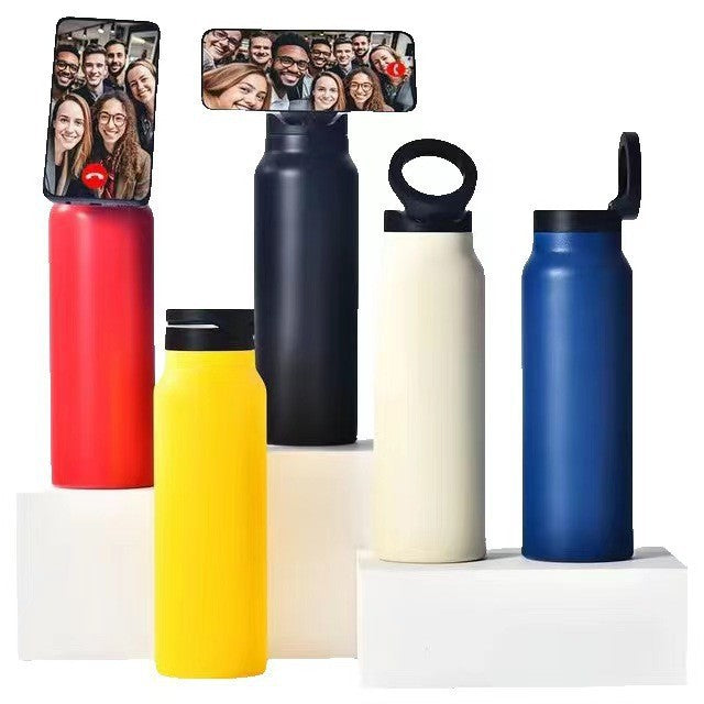 New 304 Stainless Steel Thermos Cup Magnetic Bracket Large Capacity Water Cup Portable Sports Cold Water Kettle