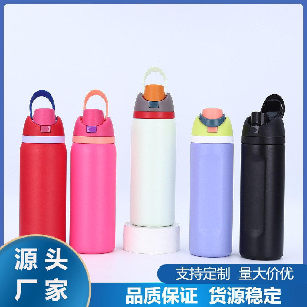 Amazon Double Drink Sports Kettle Large Capacity 304 Stainless Steel Thermos Cup Portable Portable Bounce Suction Cup
