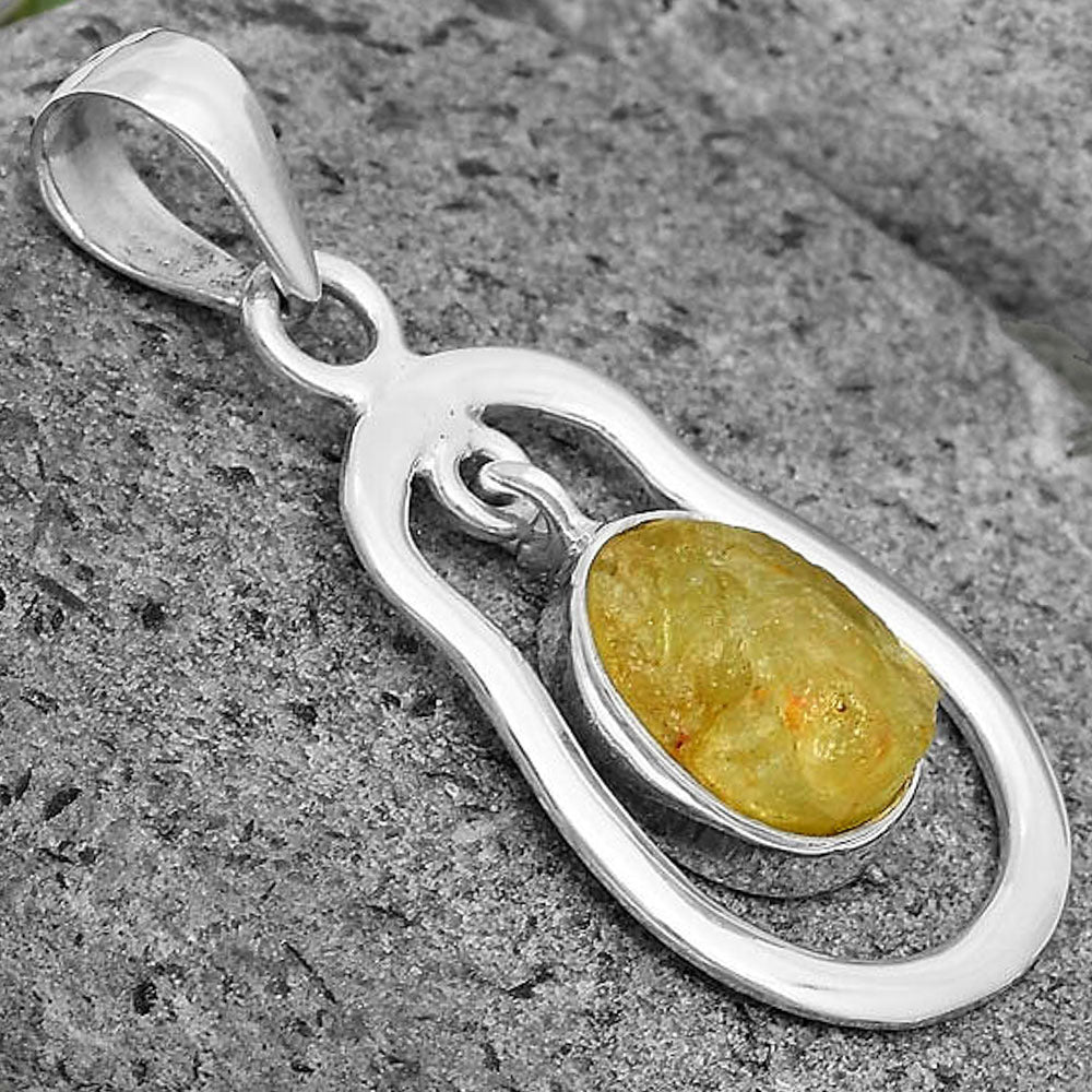 Natural Yellow Scapolite Rough Pendant P-1171 SDP135961-2