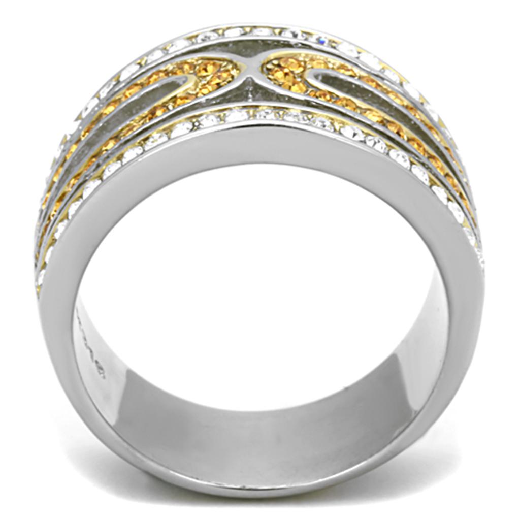 TK1555 - Two-Tone IP Gold (Ion Plating) Stainless Steel Ring with Top Grade Crystal in Topaz-2