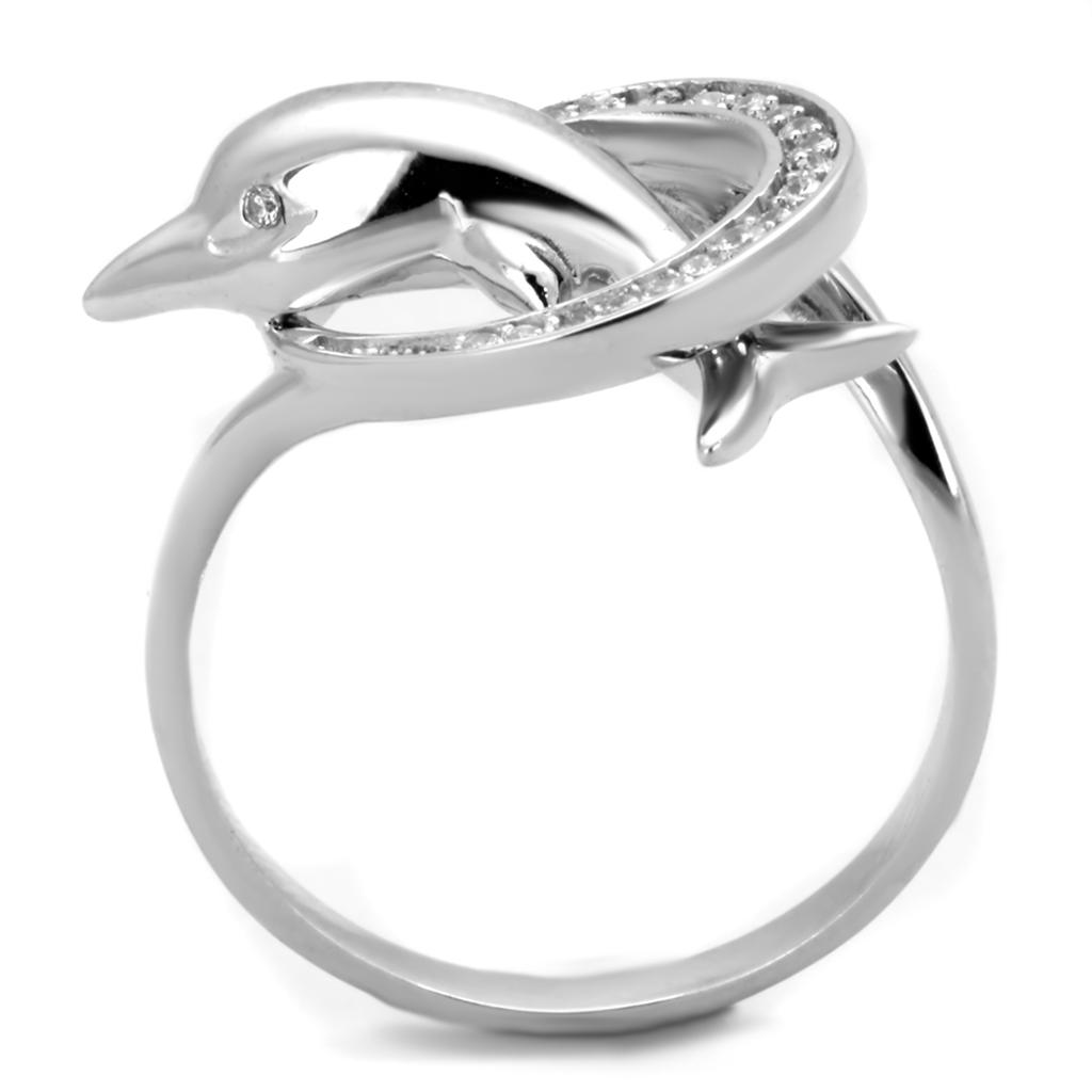 TS343 - Rhodium 925 Sterling Silver Ring with AAA Grade CZ in Clear-2