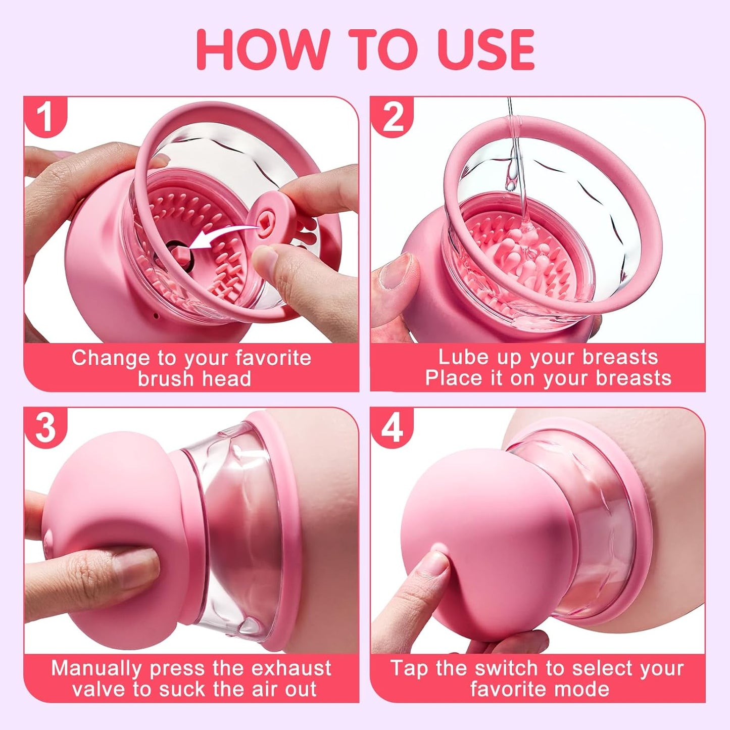 TwistSuction 3-in-1 Nipple Suction Vibrator with Rotating Brush Heads-4