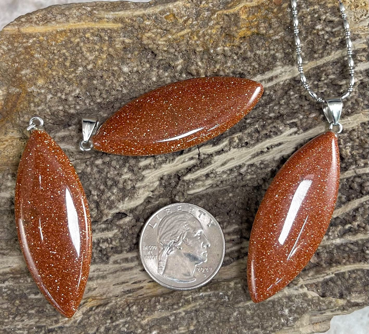 Gemstone Marquise Shape, Pendant, 20x50mm (1pc)-1