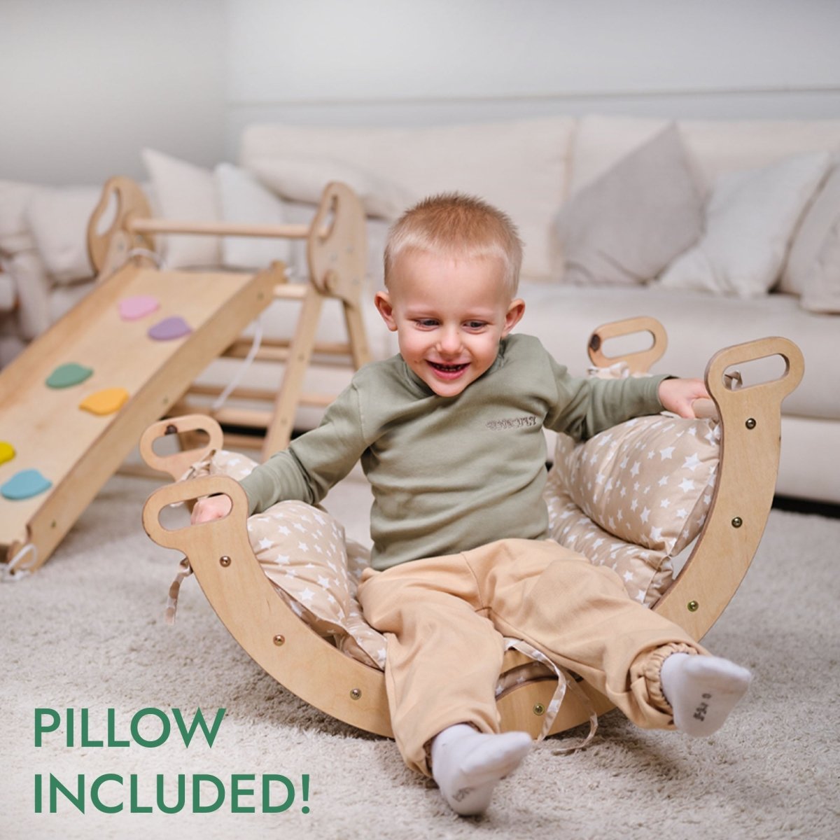 4in1 Montessori Climbing Set: Pikler Triangle, Arch, Slide Board, and Cushion for Toddlers (1–3 Years)-3