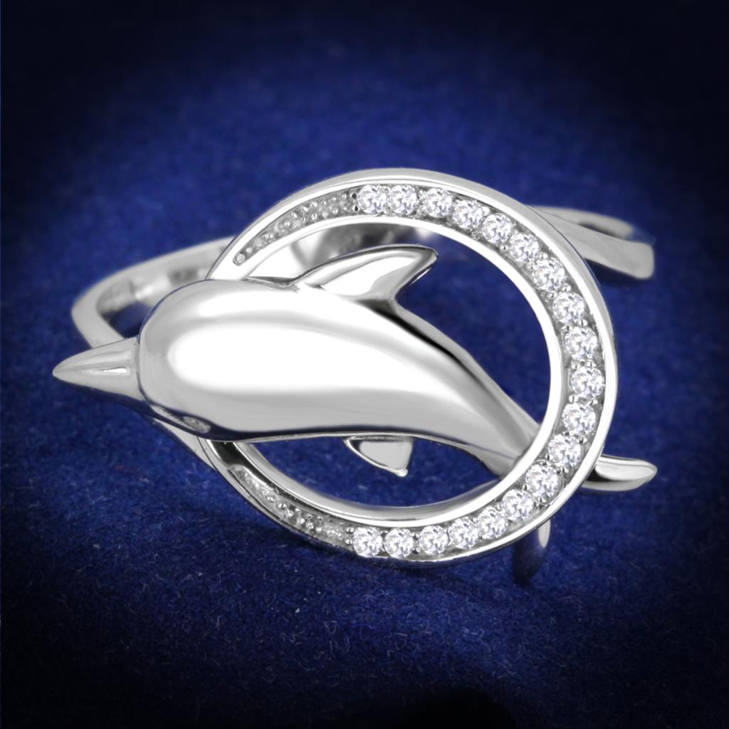 TS343 - Rhodium 925 Sterling Silver Ring with AAA Grade CZ in Clear-0