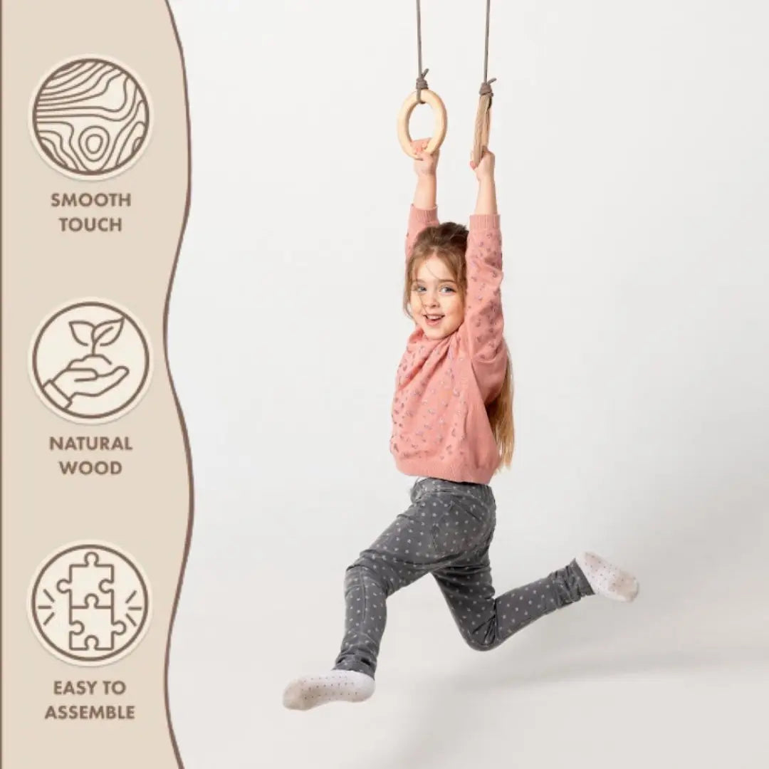 Wooden gymnastic rings for kids-2
