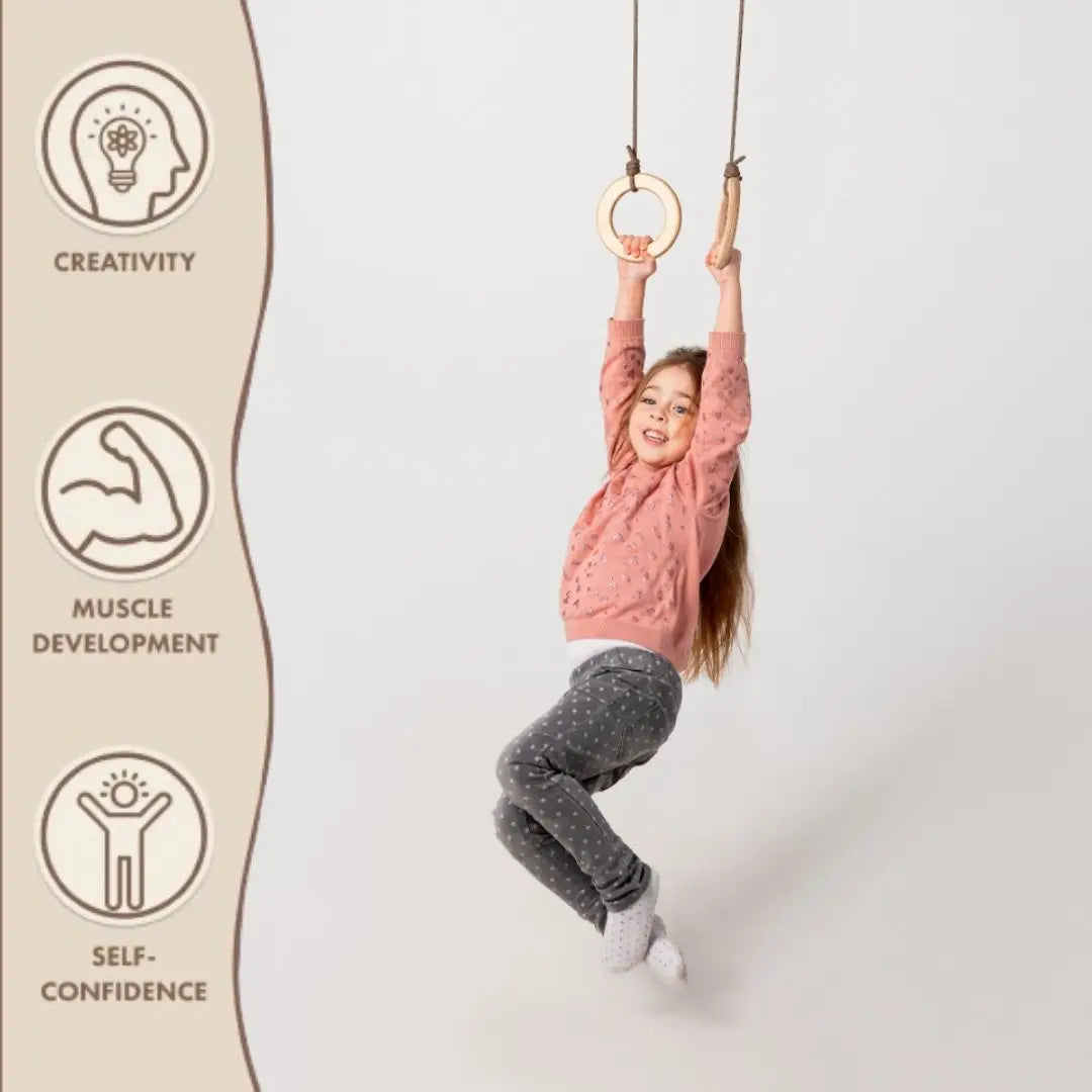 Wooden gymnastic rings for kids-3