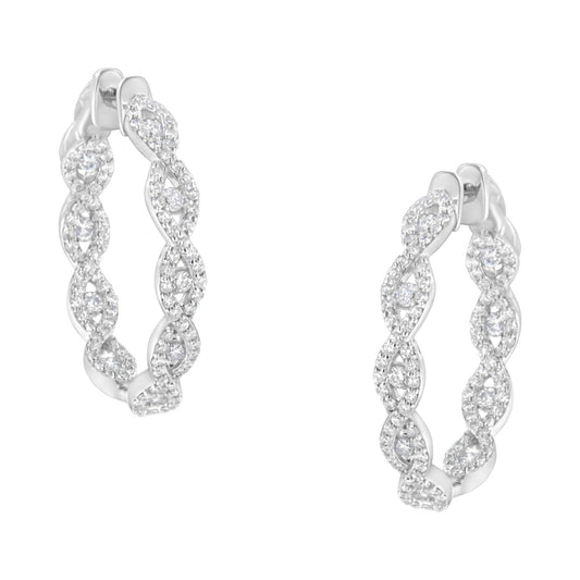 10K White Gold Diamond Hoop Earrings (1 1/2 cttw, H-I Color, I1-I2 Clarity)-0