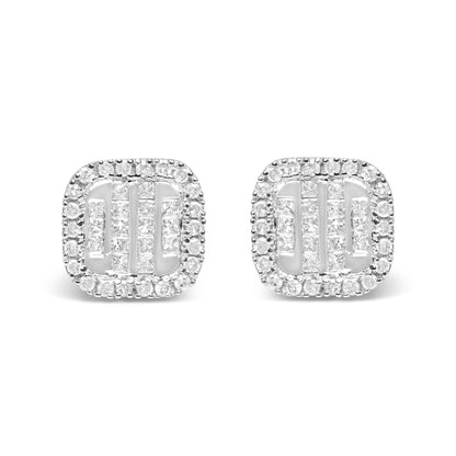 10K White Gold Invisible Set 1/2 Cttw Diamond Composite and Halo Stud Earrings (H-I Color, I1-I2 Clarity)-0