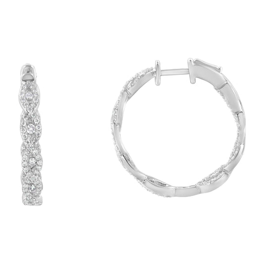 10K White Gold Diamond Hoop Earrings (1 1/2 cttw, H-I Color, I1-I2 Clarity)-1