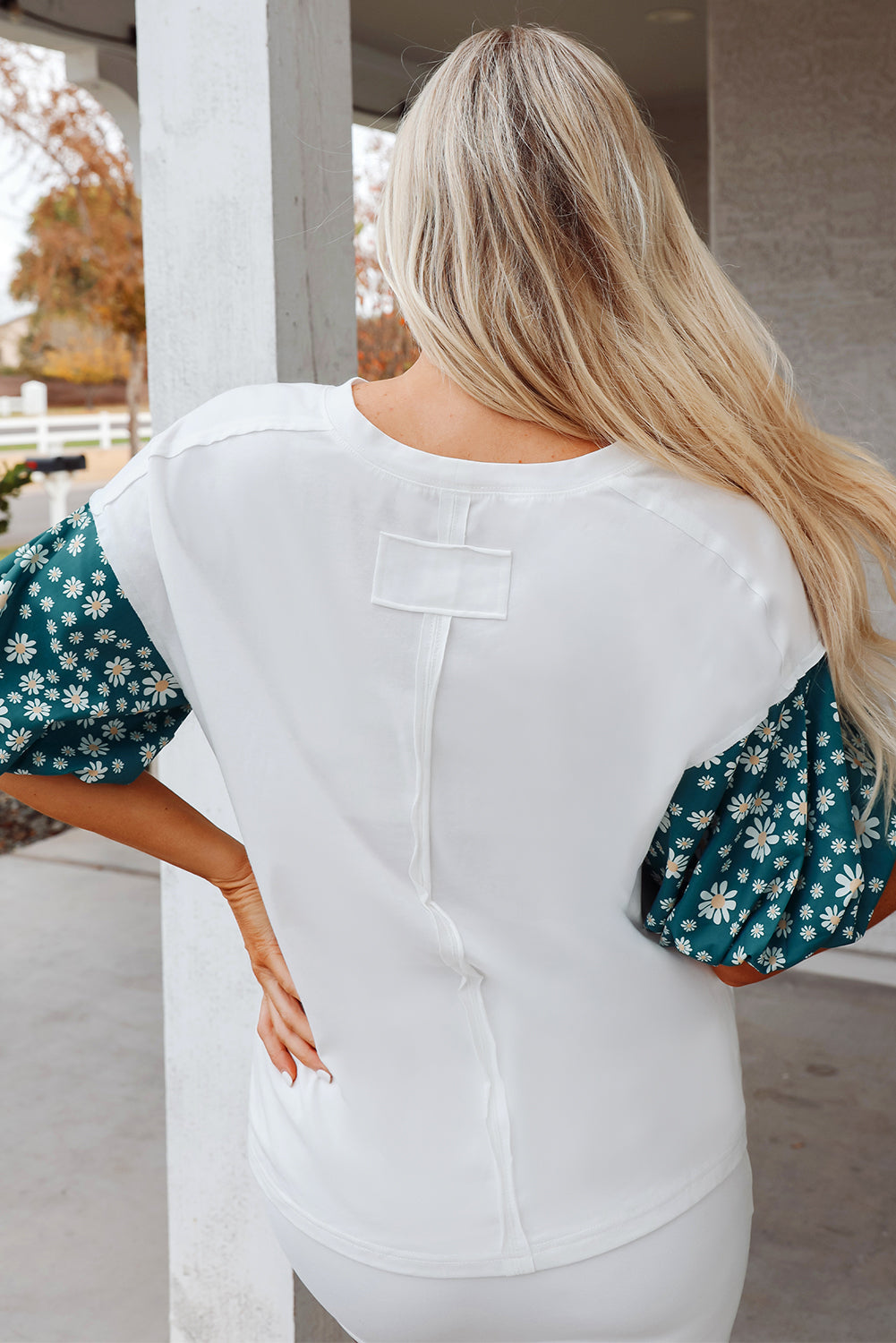 Aileen Floral Puff Sleeve Oversized Top-1