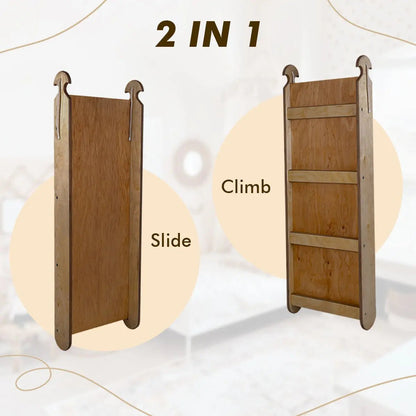 3in1 Montessori Climbing Set: Climbing Arch + Slide Board + Cushion – Chocolate-3