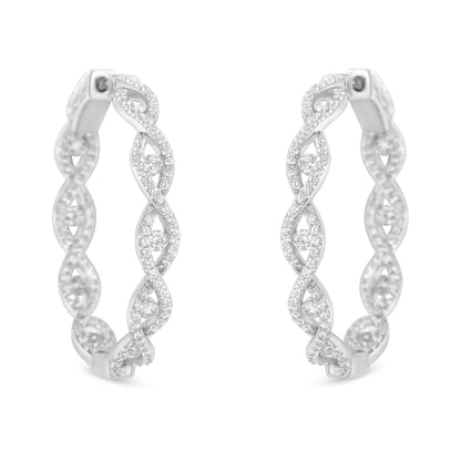 10K White Gold Diamond Hoop Earrings (1 1/2 cttw, H-I Color, I1-I2 Clarity)-3