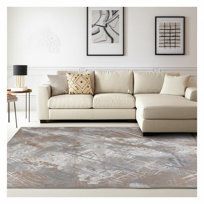 7' X 10' Brown Abstract Area Rug-0