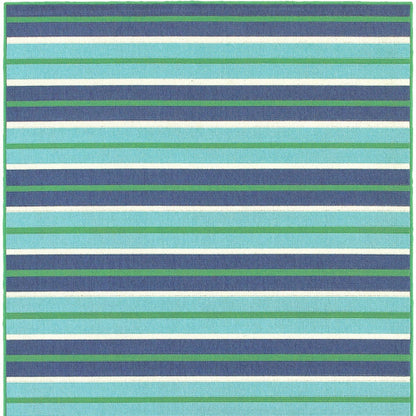 5' X 8' Blue and Green Geometric Stain Resistant Indoor Outdoor Area Rug-6