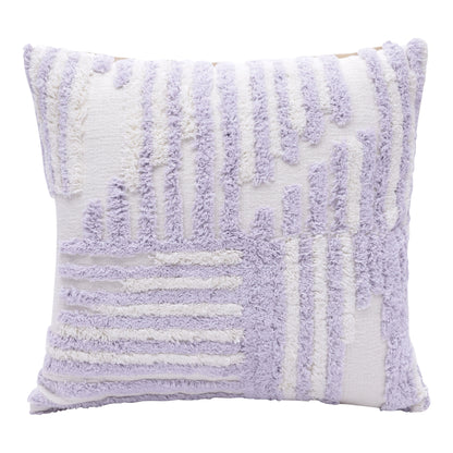 22" Purple and White Geometric Cotton Throw Pillow With Texture-1
