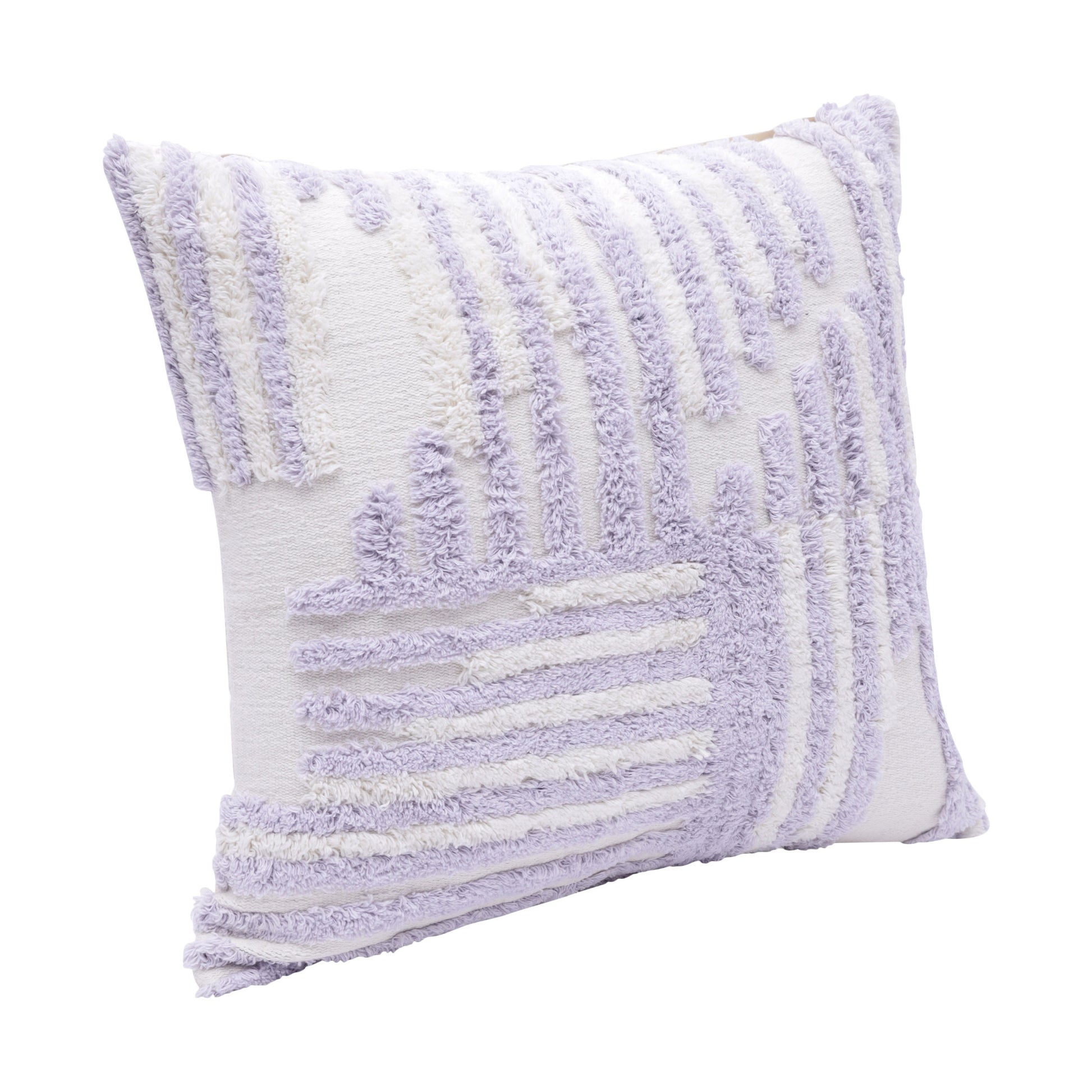 22" Purple and White Geometric Cotton Throw Pillow With Texture-2