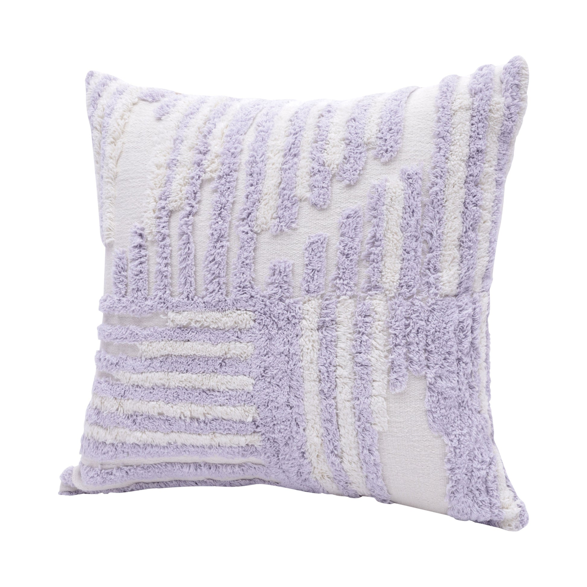 22" Purple and White Geometric Cotton Throw Pillow With Texture-6