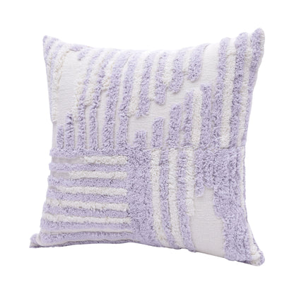 22" Purple and White Geometric Cotton Throw Pillow With Texture-6