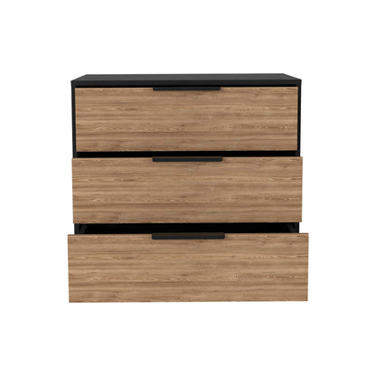 28" Natural and Black Three Drawer Dresser-2