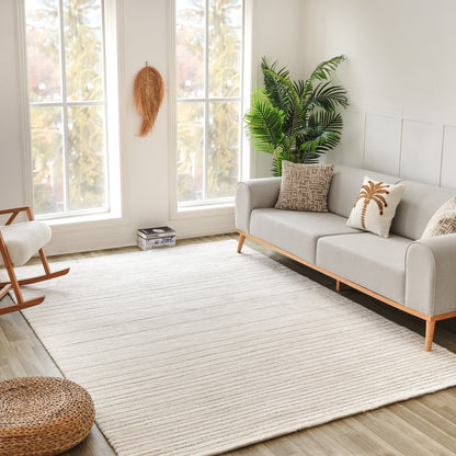 8' X 11' Cream and Beige Abstract Non Skid Area Rug-2