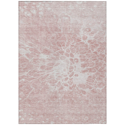 10' X 14' Pink Blush And Ivory Abstract Washable Indoor Outdoor Area Rug-1
