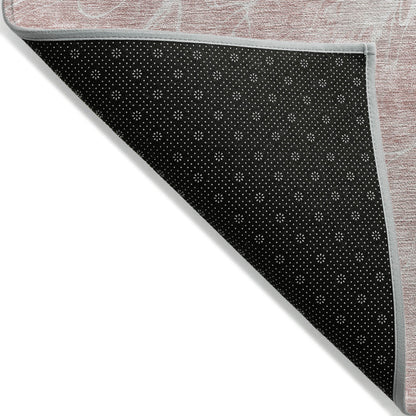 10' X 14' Pink Blush And Ivory Abstract Washable Indoor Outdoor Area Rug-3