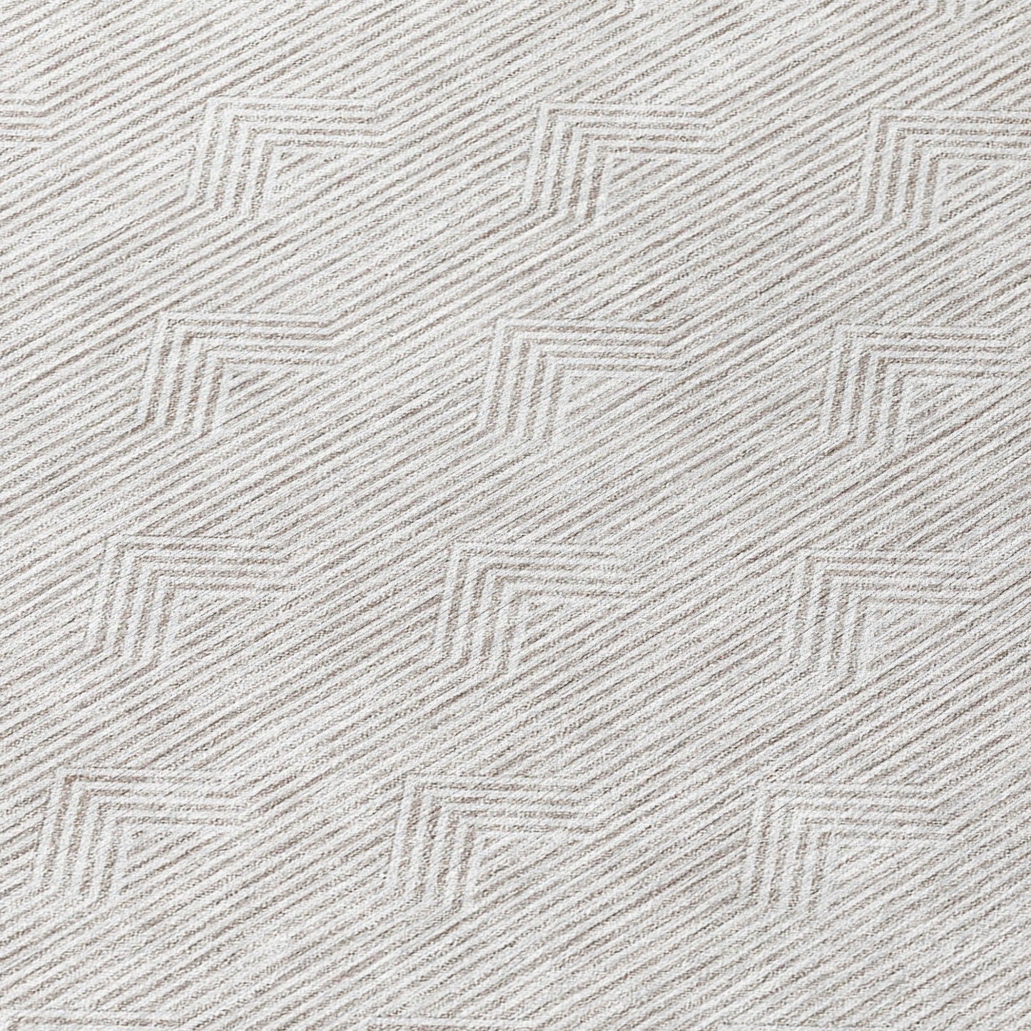 8' Taupe And Ivory Round Geometric Washable Indoor Outdoor Area Rug-6