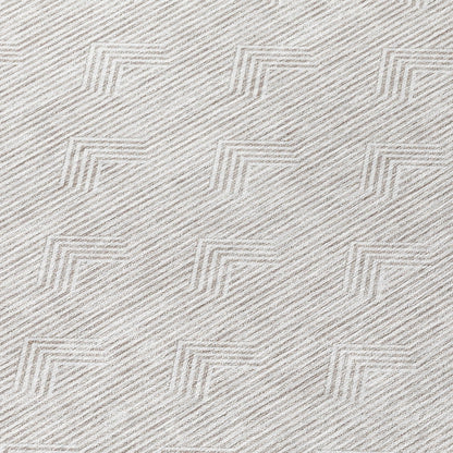 8' Taupe And Ivory Round Geometric Washable Indoor Outdoor Area Rug-6