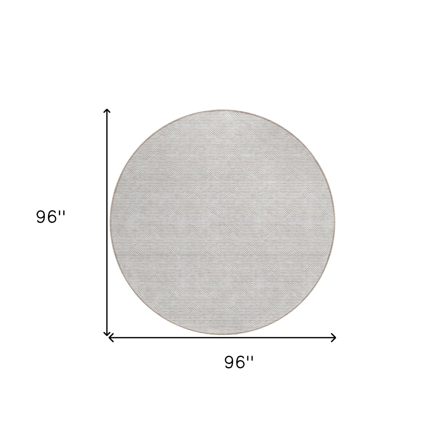 8' Taupe And Ivory Round Geometric Washable Indoor Outdoor Area Rug-2