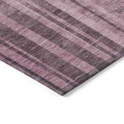 8' Blush And Brown Round Striped Washable Indoor Outdoor Area Rug-3